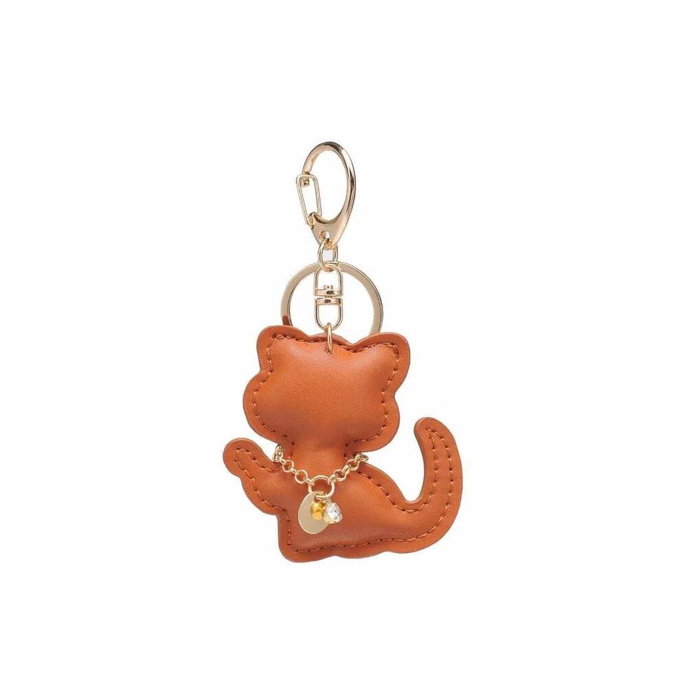 NEW URBAN EXPRESSIONS kittie keychain bag charm in tan